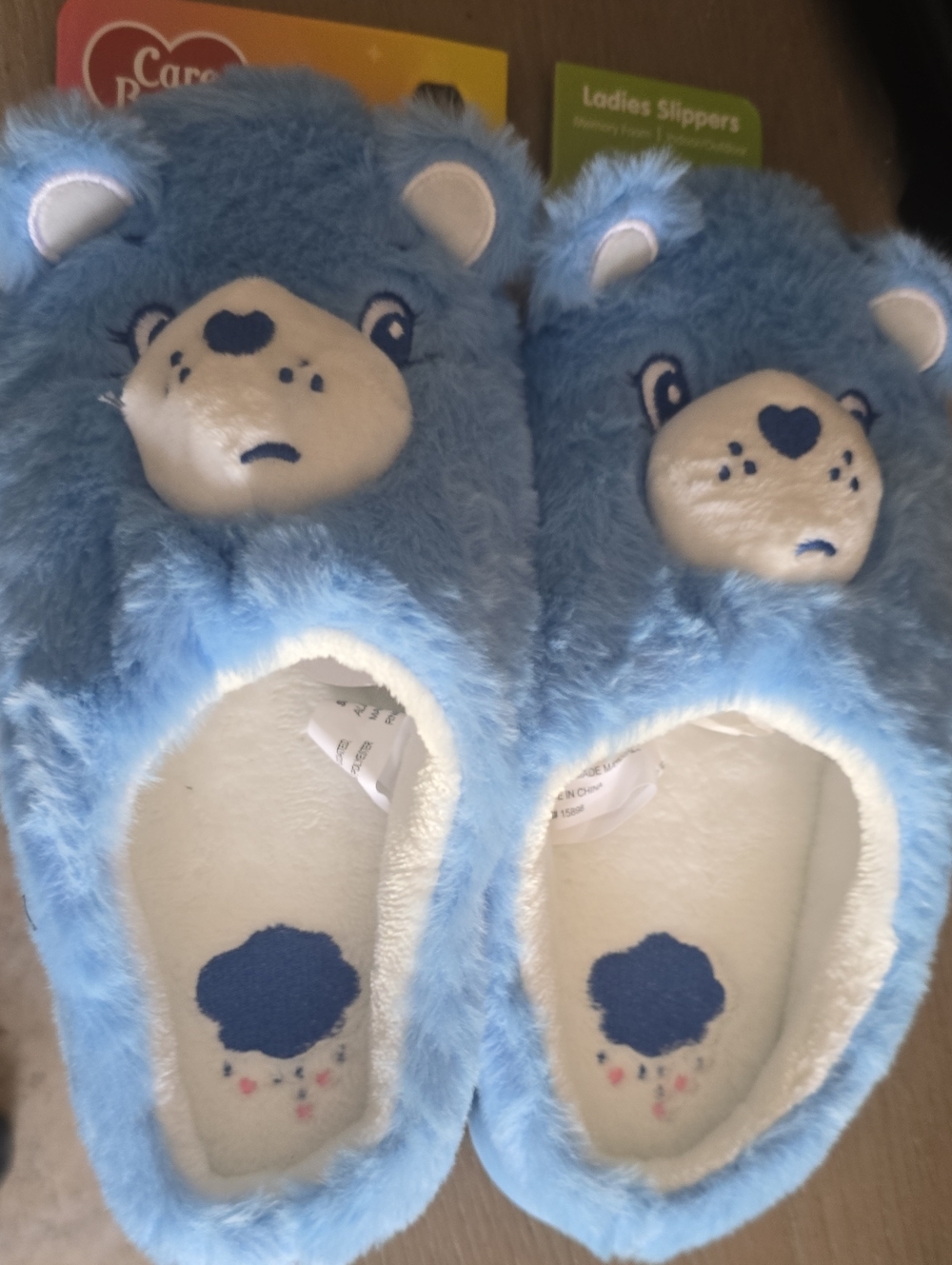 Care Bears Light Blue Plush Kids One-Piece Footies with Bear Face